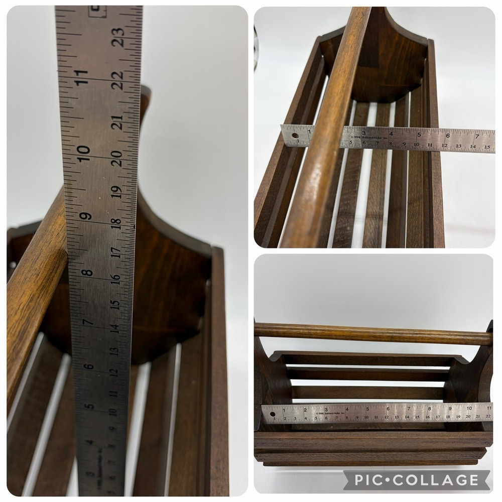 Vtg Oak Wood Tool Caddy Garden Trug Utility Tote Carrier Rustic CottageCore - Picture 8 of 16